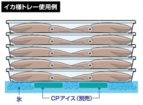 トレーをひくと、溶けた水にイカがつからない