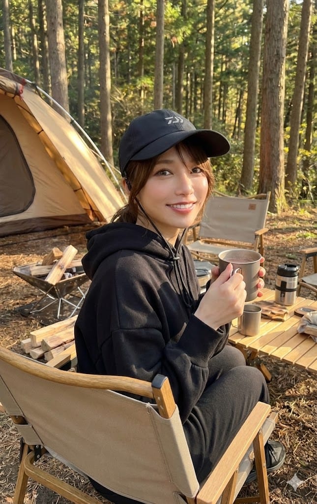 ダイワ ロングビルキャップを被った女の子