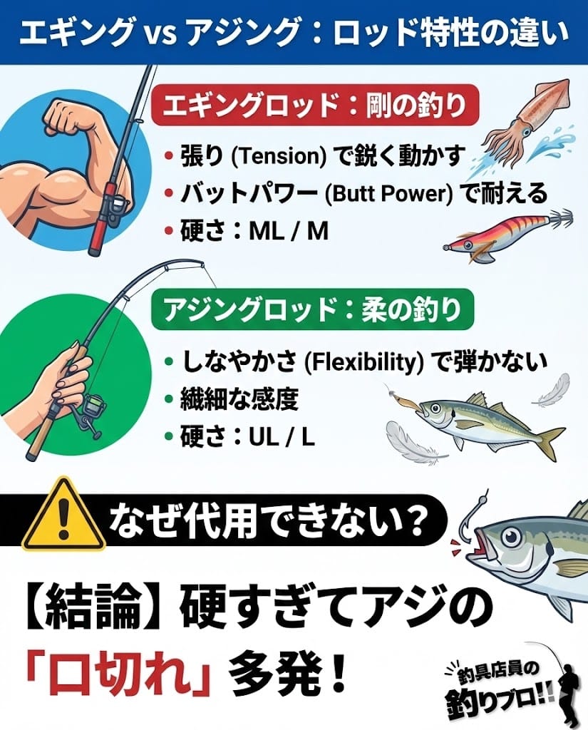 ロッドの硬さとパワーの違い