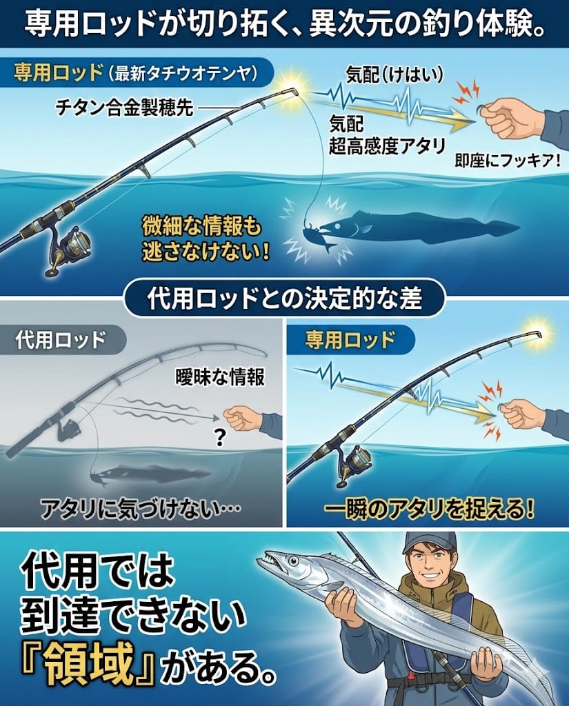 専用ロッドにしかない感度と操作性のメリット