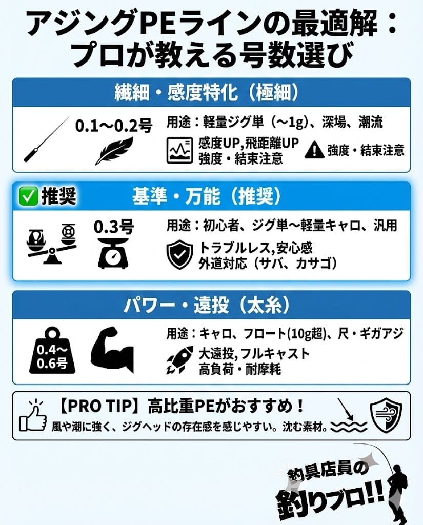 アジングのPEは何号が最適か解説