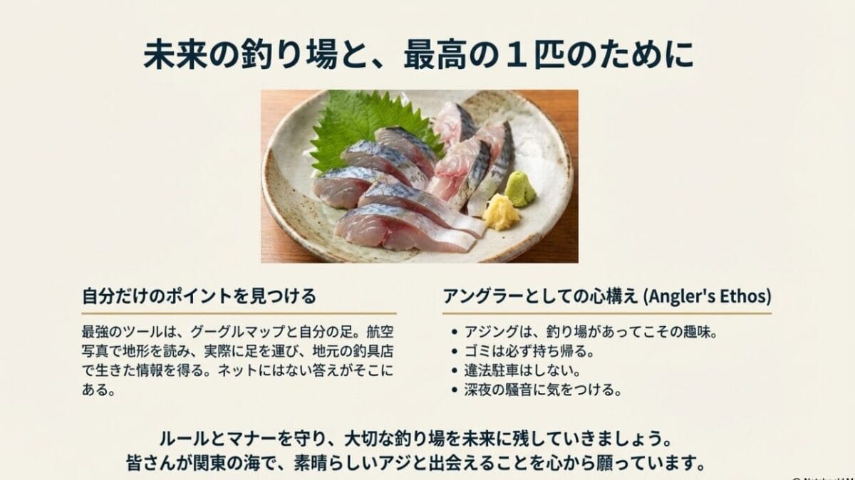 アジの刺身と釣り場を守るためのアングラーの心構え