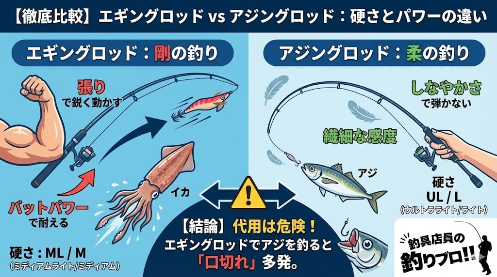 ロッドの硬さとパワーの違い