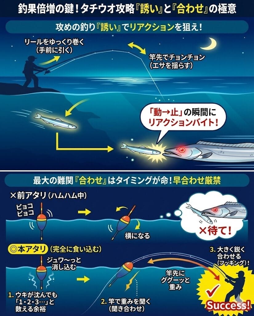 タチウオの食い渋りを攻略する誘いと合わせの技術