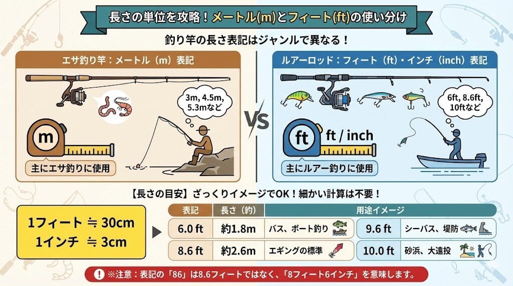 長さの単位：メートル(m)とフィート(ft)