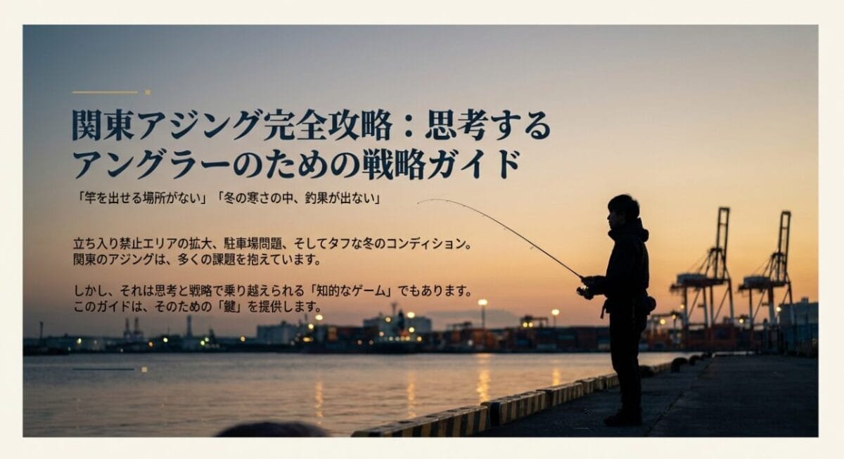 関東アジングの冬の課題と戦略的なゲームのイメージ