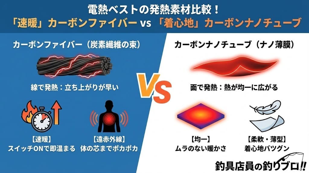 すぐ温まる発熱素材のチェック