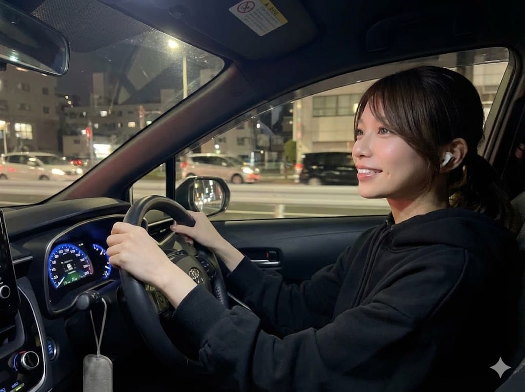 オーディブルを聴きながら運転をしている女性