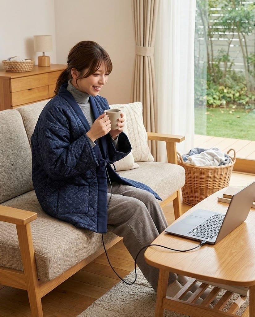 おうち時間・節電 × ヒーター半纏（着るコタツスタイル）